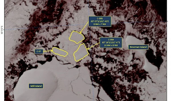 NASA Modis satellite image of an Antarctic ice shelf taken March 21, 2022 in this handout image obtained March 25, 2022. (NASA / REUTERS)