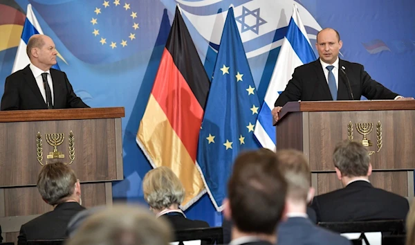 German Chancellor Olaf Scholz and Israeli occupation Prime Minister Naftali Bennett