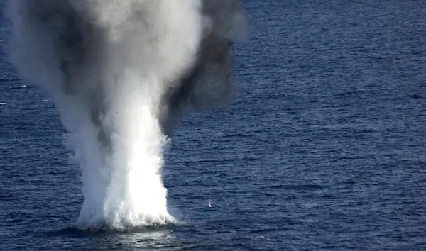 A naval mine explosion