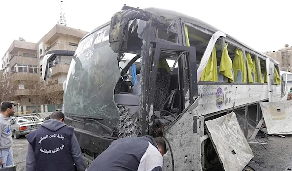 A terrorist attack on a bus in Damascus, March 2017. (AFP)