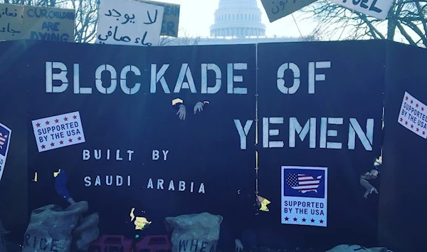 Oxfam’s blockade of Yemen stunt in front of the US Capitol. (Oxfam)