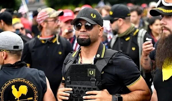 Henry Enrique Tarrio rallies in Portland, Oregon. (AP)