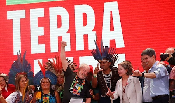 Brazil's former President Lula Da Silva joins the indigenous people Free Land camp, Brazil, April 12, 2022. )REUTERS(