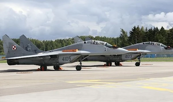 Two MiG-29 aircraft at Malbork air base, Poland.