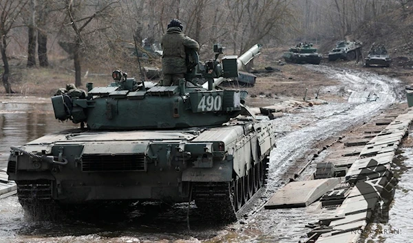 Russian Tank Crossing the Seversky Donets river (Social Media)