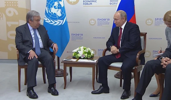 Putin and Guterres meeting on the sidelines of the St. Petersburg International Economic Forum, June 7, 2019