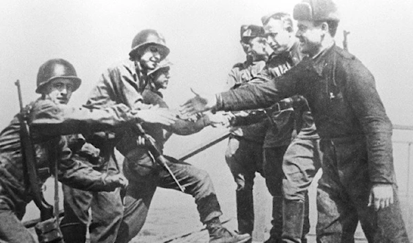 US and Soviet soldiers met near the city of Torgau on April 25, 1945