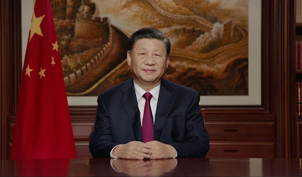 Chinese President Xi Jinping delivering his 2022 New Year address (CCTV)