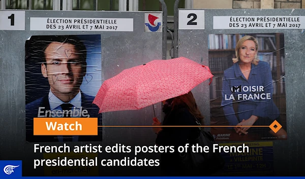 French artist edits posters of the French presidential candidates