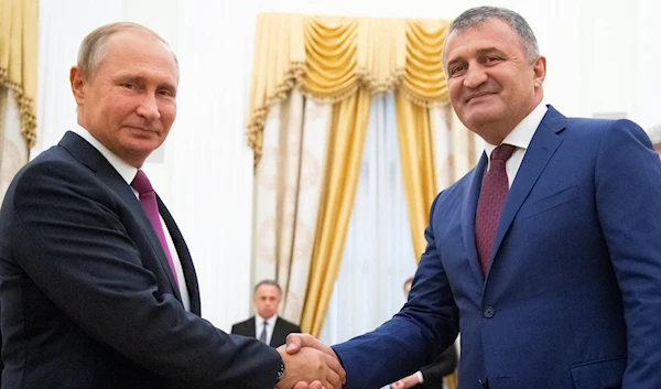 Russian President Vladimir Putin with South Ossetia President Anatoly Bibilov in the Kremlin, Moscow