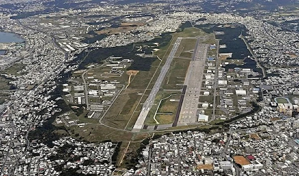 The US marine airbase in Okinawa - right in the middle of the city.