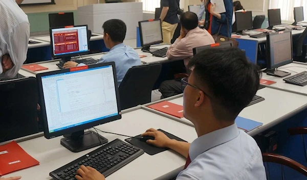 A North Korean student using a computer at Kim Il Sung University