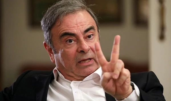 Former Nissan chairman Carlos Ghosn talks during an exclusive interview with Reuters in Beirut, Lebanon January 14, 2020 (Reuters)