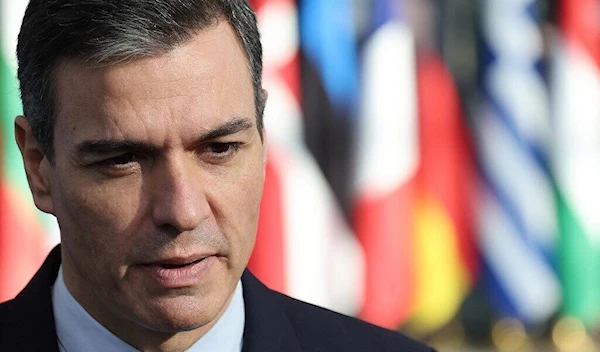 Spain's Prime Minister Pedro Sanchez arrives ahead of a NATO summit at NATO Headquarters in Brussels, Belgium, on March 24, 2022 (AFP)