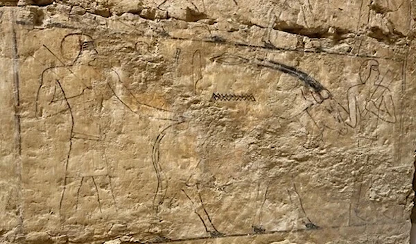 Relief depiction of the tomb's owner on the façade, Saqqara, Egypt. (POLISH CENTRE OF MEDITERRANEAN ARCHAEOLOGY, UNIVERSITY OF WARSAW)