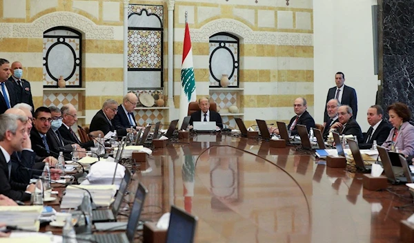 Lebanon's President Michel Aoun heads a cabinet meeting at the presidential palace in Baabda, Lebanon January 24, 2022 (Reuters)