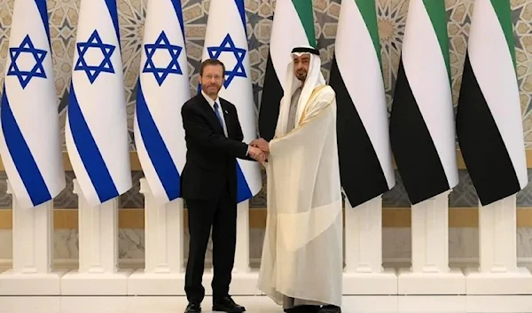 The Israeli president meets Abu Dhabi Crown Prince Mohammed bin Zayed Al Nahyan in Abu Dhabi, January 30, 2022