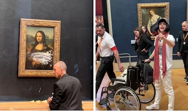 Mona Lisa painting smeared with cake in Louvre