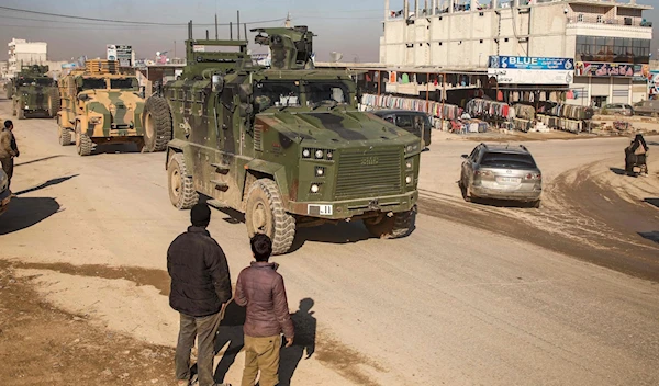 A Turkish military convoy in Dana, a Syrian town in Idlib (Syria,2020)