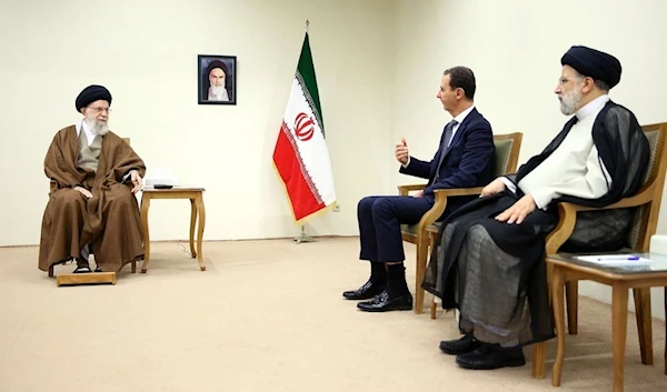 Syrian counterpart Bashar al-Assad with his Iranian counterpart and Iranian Leader Ali Khamenei.