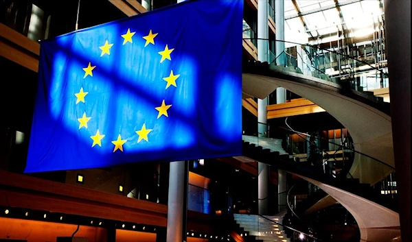 EU flag in the European Parliament in Strasbourg