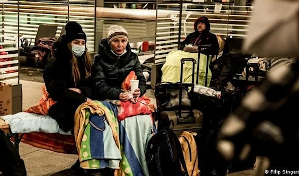 Ukrainian refugees in Berlin's central station. (EPA)