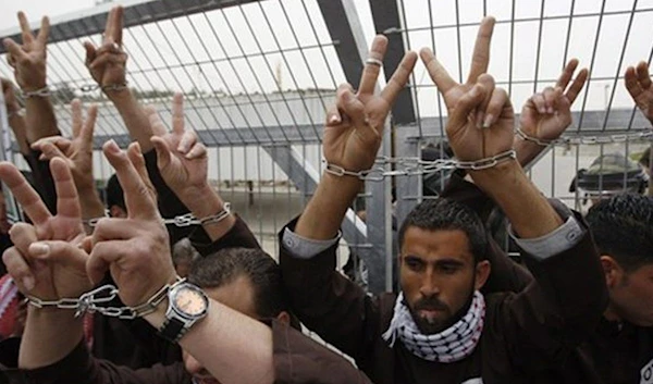 Palestinian prisoners in an Israeli occupation prison