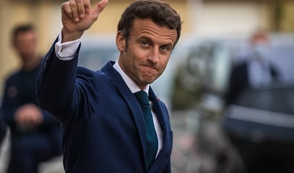 French President Emmanuel Macron in Clamart, near Paris, France, on April 28, 2022. (AFP)