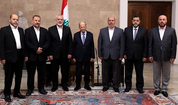 Hamas movement meet Lebanese President General Michel Aoun at Baabda Palace in Lebanon