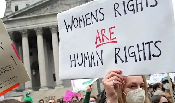 A pro-choice protest outside the US Supreme Court.