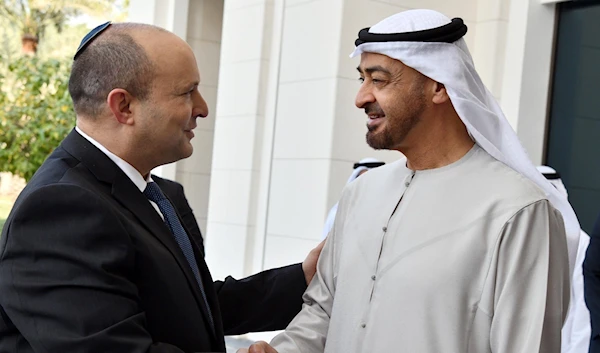 Prime Minister Naftali Bennett with UAE Crown Prince Mohammed bin Zayed Al Nahyan in the latter's Abu Dhabi palace, December 13, 2021