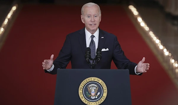 US President Joe Biden delivers an address in Washington, DC, United States, on June 3, 2022