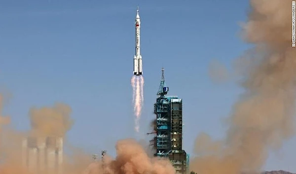 The crewed spaceship Shenzhou-14, atop a Long March-2F carrier rocket, is launched from the Jiuquan Satellite Launch Center in northwest China, on June 5.