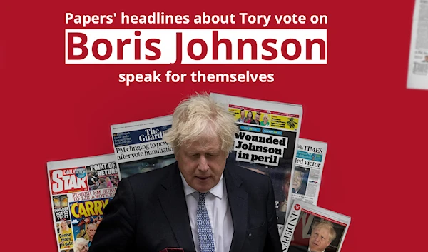 Papers' headlines about Tory vote on Boris Johnson speak for themselves