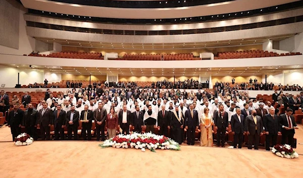 Iraqi lawmakers attend the first session of the new Iraqi parliament in Baghdad, January 9, 2022 (Reuters)