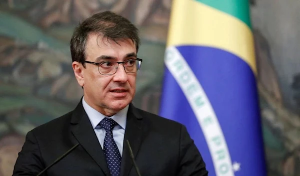 Brazilian Foreign Minister Carlos Franca attends a news conference following talks with his Russian counterpart Sergei Lavrov in Moscow, Russia February 16, 2022 (Reuters)