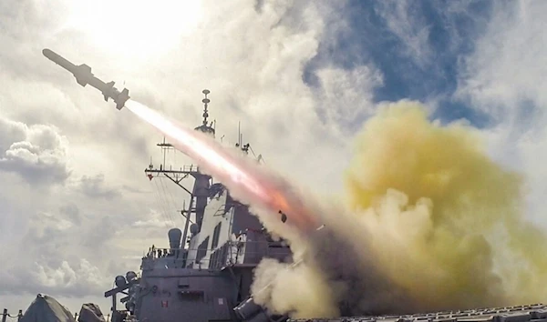 A Harpoon missile being launched (Archive)