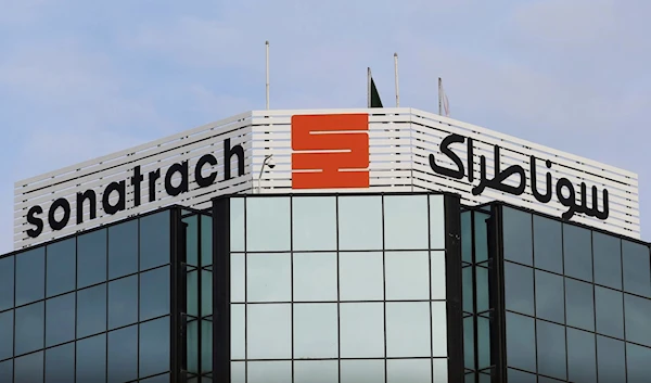 The logo of the state energy company Sonatrach is pictured at the headquarters in Algiers, Algeria, November 20, 2019 (Reuters)