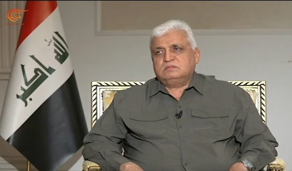 Iraqi Popular Mobilization Forces chief Faleh Al-Fayyad during his interview on Al Mayadeen