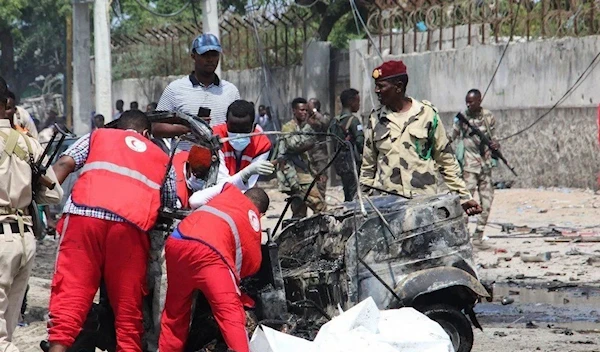 The aftermath of the bomb blast