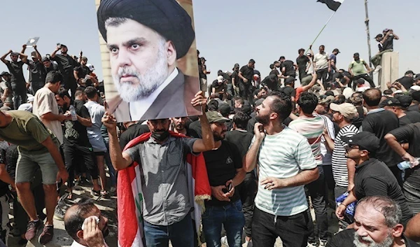 Supporters of the Iraqi Sadrist Movement stormed the parliament building. (AFP)