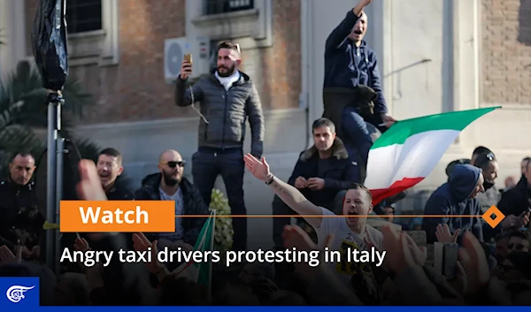 Angry taxi drivers protesting in Italy