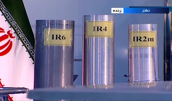 A file frame from the Islamic Republic Iran Broadcasting, IRIB, state-run TV, three versions of domestically-built centrifuges are shown in a live TV program from Natanz, an Iranian uranium enrichment plant, in Iran, June 6, 2018 (IRIB via AP)