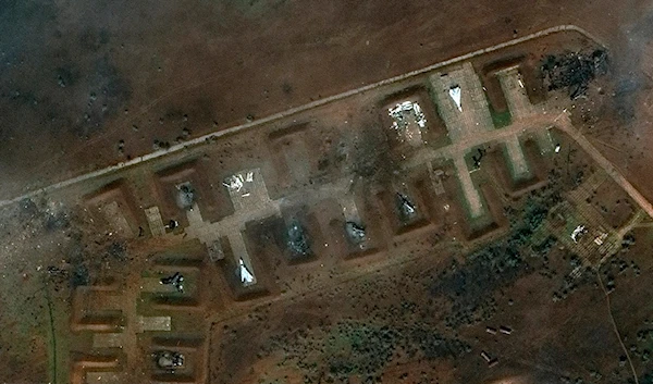 Satellite image provided by Maxar Technologies shows Saki air base in Crimea (AP Photo)