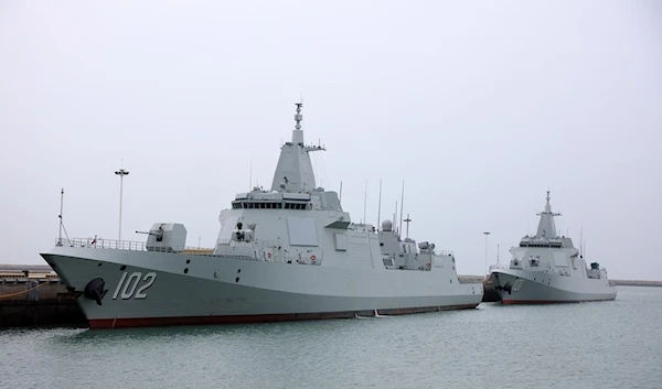 Two Type 055 large destroyers, the Nanchang and the Lhasa, are moored at a naval port in 2021 (File photo: Courtesy of the Chinese People's Liberation Army Navy)