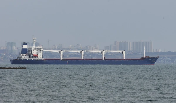 The bulk carrier Razoni starts its way from the port in Odessa, Ukraine, Monday, August 1, 2022 (AP)