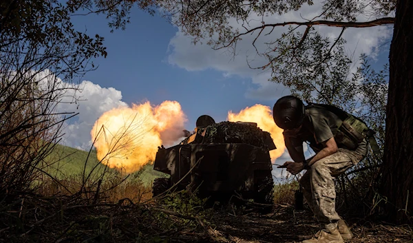 Ukrainian self-propelled artillery shoots towards Russian forces at a frontline in Kharkov region, Ukraine, Wednesday, July 27, 2022 (AP Photo/Evgeniy Maloletka)