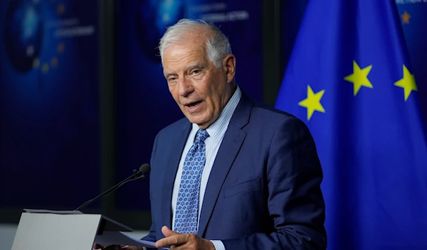 EU foreign policy chief Josep Borrell speaks during a media conference after a meeting with Serbian President Aleksandar Vucic and Kosovo's Prime Minister Albin Kurti in Brussels on Thursday, Aug. 18, 2022 (AP Photo/Virginia Mayo)