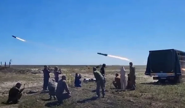 Screen grab from a footage of Ukrainian forces launching UK-made Brimstone missiles, May 2022 (Social Media)