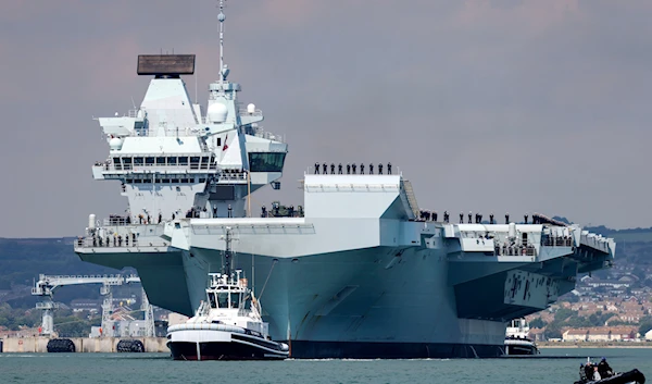 The UK’s HMS Prince of Wales left Portsmouth Naval Base, Hampshire, on Saturday. Photo: Royal Navy